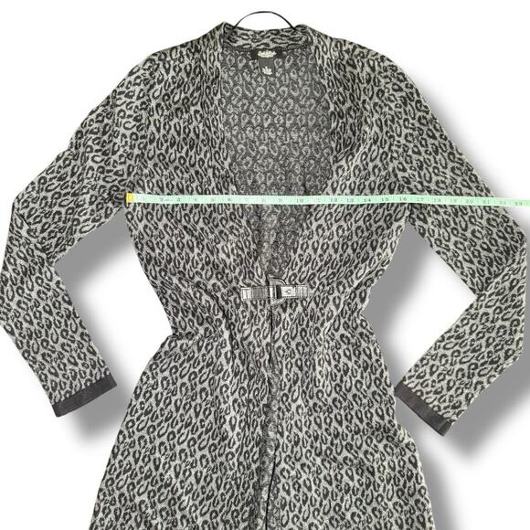 Peck & Peck Animal Print Cardigan Women Medium Long Open Front Lightweight Cozy - Picture 7 of 7